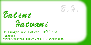 balint hatvani business card